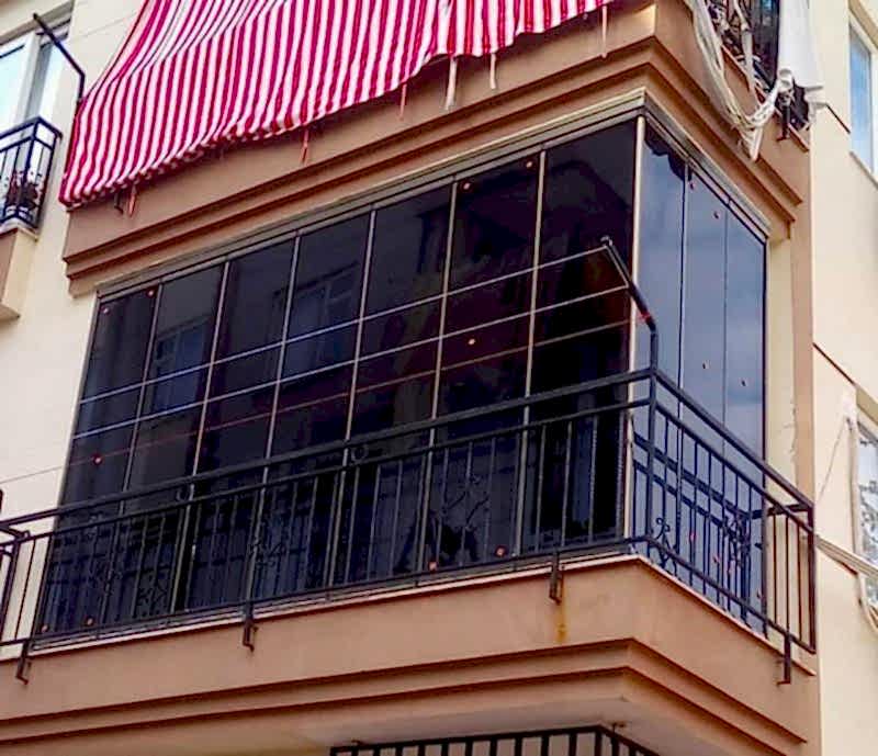 Bronz kasa füme cam katlanır cam balkon